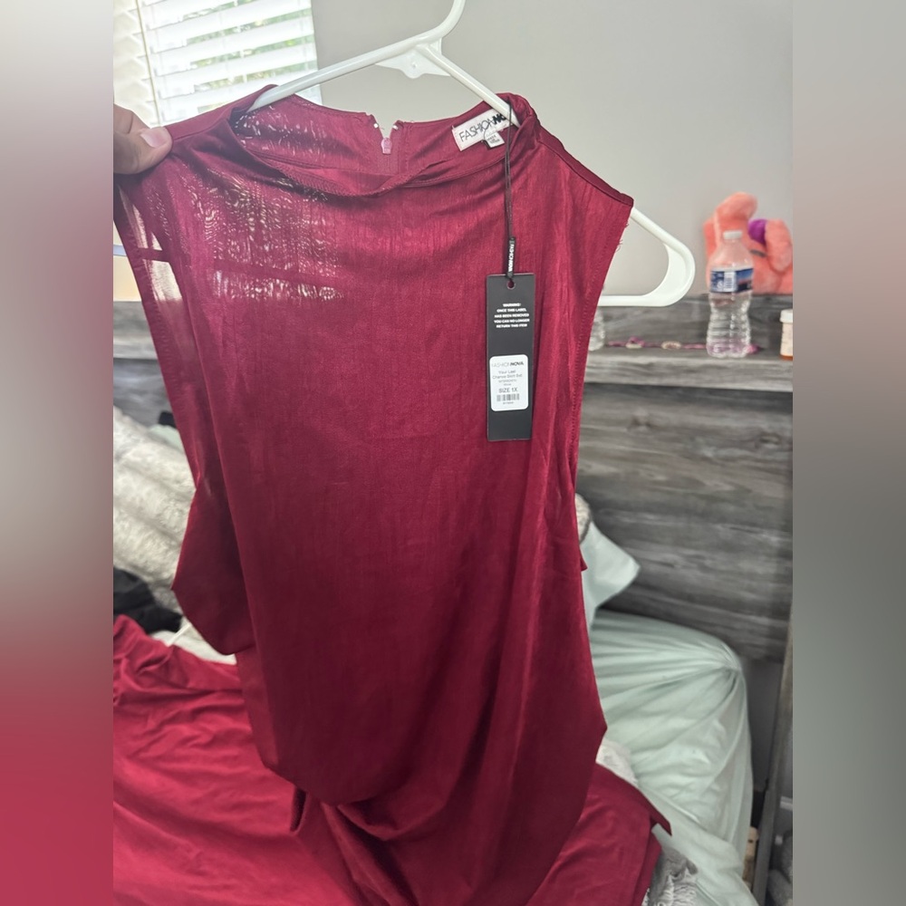 Fashion Nova Rich Red Sleeveless Blouse